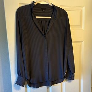Ann Taylor Gray Stripe Lightweight Blouse